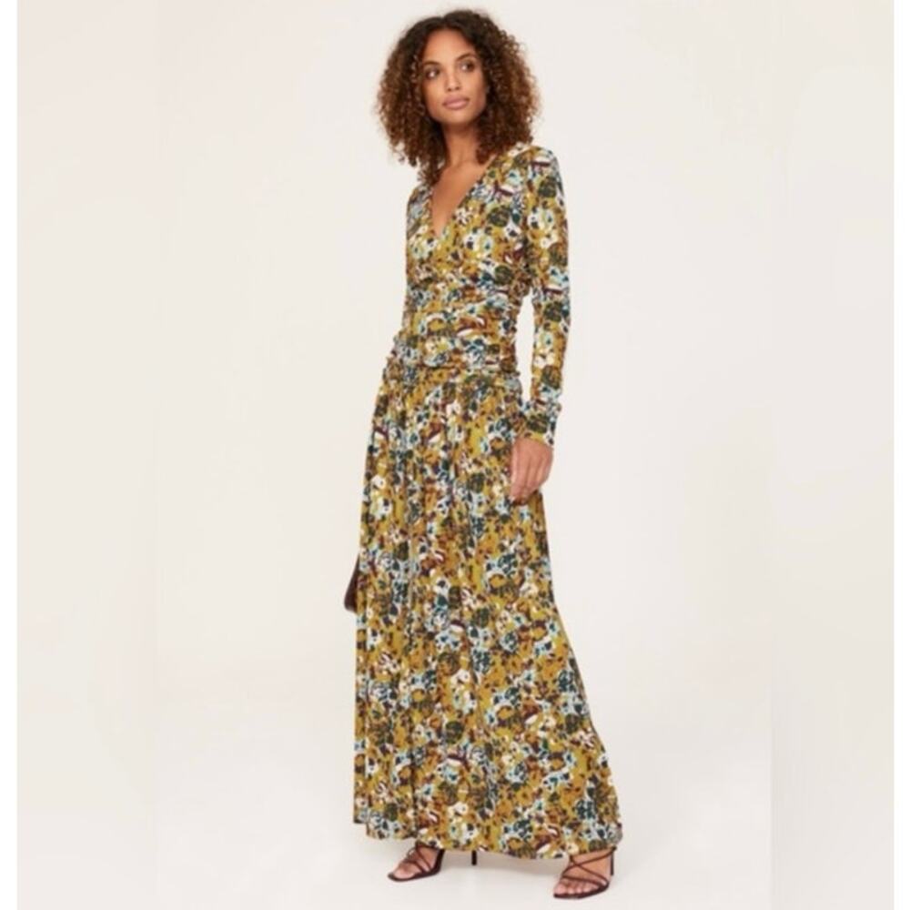 Tanya Taylor Floral Maxi Dress - Yellow and Blue
